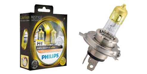 Philips ColorVision, ampoules halogènes H4 - Jaune;;